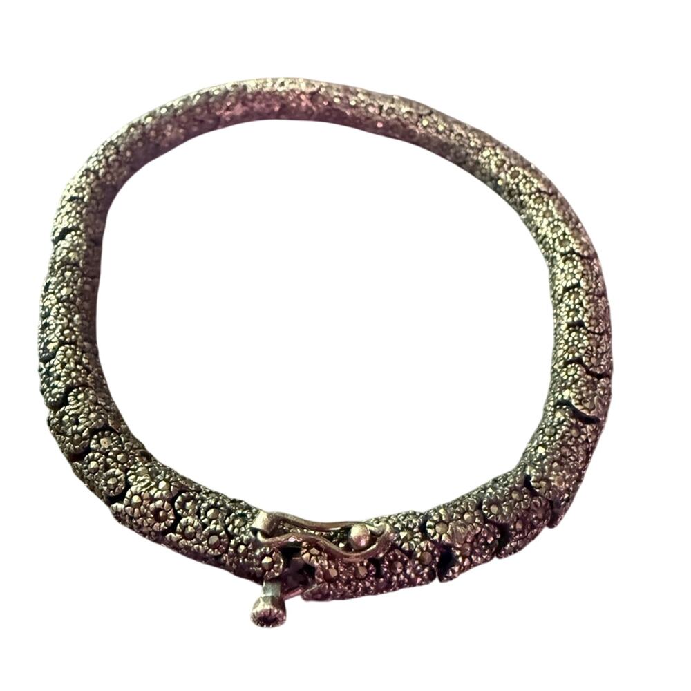 925 Sterling Silver Snake Like Linked Heavy thick Bracelet